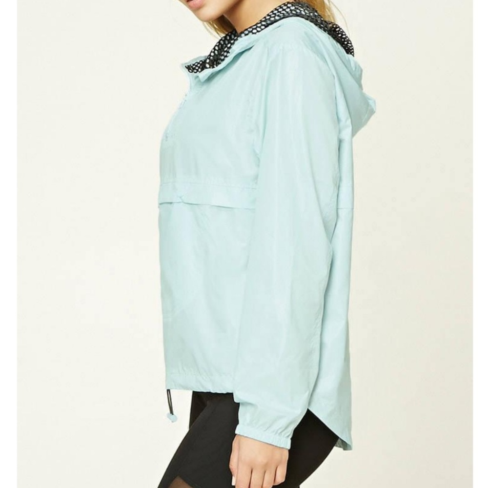 Forever 21 Active blue drawstring hooded anorak M